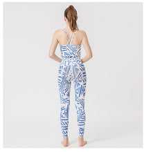 Load image into Gallery viewer, 2 Pcs Suit Yoga Suit Women's Print Yoga Tights Back Sports Bra Fitness Suit