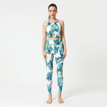Load image into Gallery viewer, 2 Pcs Suit Yoga Suit Women's Print Yoga Tights Back Sports Bra Fitness Suit
