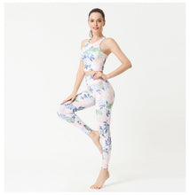 Load image into Gallery viewer, 2 Pcs Suit Yoga Suit Women's Print Yoga Tights Back Sports Bra Fitness Suit
