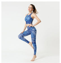 Load image into Gallery viewer, 2 Pcs Suit Yoga Suit Women's Print Yoga Tights Back Sports Bra Fitness Suit