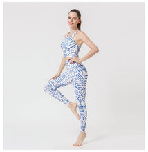 Load image into Gallery viewer, 2 Pcs Suit Yoga Suit Women's Print Yoga Tights Back Sports Bra Fitness Suit