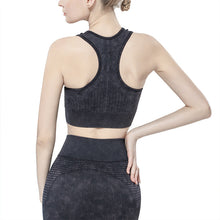 Load image into Gallery viewer, Solid Color Seamless Sports Bra High Elastic Jacquard Print Washed Sleeveless Open Navel Vest Tight Sports Yoga Top for Women