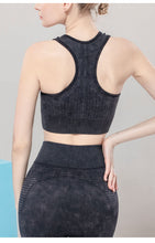Load image into Gallery viewer, Solid Color Seamless Sports Bra High Elastic Jacquard Print Washed Sleeveless Open Navel Vest Tight Sports Yoga Top for Women