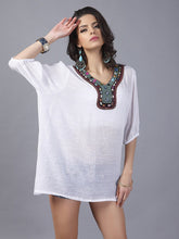 Load image into Gallery viewer, Pretty Bohemia Half Sleeve V Neck Embroidery Blouse Tops