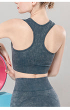 Load image into Gallery viewer, Solid Color Seamless Sports Bra High Elastic Jacquard Print Washed Sleeveless Open Navel Vest Tight Sports Yoga Top for Women