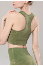 Load image into Gallery viewer, Solid Color Seamless Sports Bra High Elastic Jacquard Print Washed Sleeveless Open Navel Vest Tight Sports Yoga Top for Women