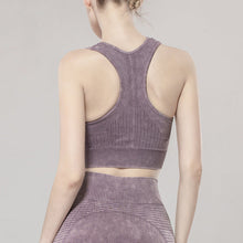 Load image into Gallery viewer, Solid Color Seamless Sports Bra High Elastic Jacquard Print Washed Sleeveless Open Navel Vest Tight Sports Yoga Top for Women