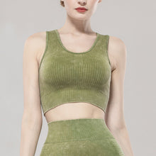 Load image into Gallery viewer, Solid Color Seamless Sports Bra High Elastic Jacquard Print Washed Sleeveless Open Navel Vest Tight Sports Yoga Top for Women