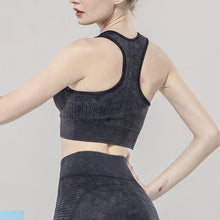 Load image into Gallery viewer, Solid Color Seamless Sports Bra High Elastic Jacquard Print Washed Sleeveless Open Navel Vest Tight Sports Yoga Top for Women