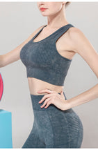 Load image into Gallery viewer, Solid Color Seamless Sports Bra High Elastic Jacquard Print Washed Sleeveless Open Navel Vest Tight Sports Yoga Top for Women