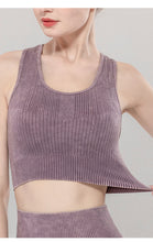 Load image into Gallery viewer, Solid Color Seamless Sports Bra High Elastic Jacquard Print Washed Sleeveless Open Navel Vest Tight Sports Yoga Top for Women