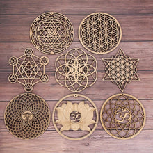 Load image into Gallery viewer, 1PC Flower of Life Shape Wooden Wall Sign Laser Cut Non-slip Coaster Set Wood Placemats Table Mat Round Cup Pad Art Home Decor