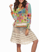 Load image into Gallery viewer, Rainbow Color Sexy Openwork Top Hand-Knit Beach Bikini Cover-Up