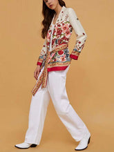 Load image into Gallery viewer, Summer Bohemia Fashion Belt Printing Long Sleeve Casual V-Neck Coat