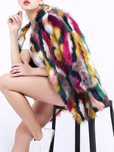 Load image into Gallery viewer, Faux Fur Multicolor Fox Fur Color Matching Coat