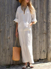 Load image into Gallery viewer, Solid Color Side Split Maxi Long Dress