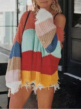 Load image into Gallery viewer, Colorful Knit Loose Long Sleeve Sweater