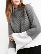Load image into Gallery viewer, Simple Split-joint Flared Sleeves Sweater Tops