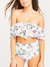 Load image into Gallery viewer, Strapless High Waist Floral Printed Off-the-shoulder Ruffled Swimsuit