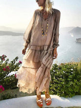 Load image into Gallery viewer, 2018 New Long Sleeve Solid Color Splice Maxi Dress