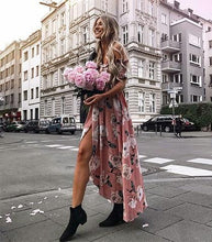 Load image into Gallery viewer, Sexy Off Shoulder High Split Floral Boho Causal Dress