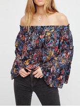 Load image into Gallery viewer, Spring Off-The-Shoulder Trumpet Sleeves Printed Tops