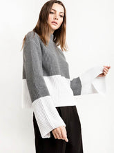 Load image into Gallery viewer, Simple Split-joint Flared Sleeves Sweater Tops