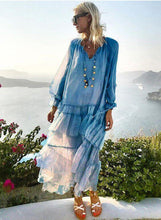 Load image into Gallery viewer, 2018 New Long Sleeve Solid Color Splice Maxi Dress