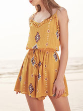Load image into Gallery viewer, Print Spaghetti Strap Tassel Bohemia Rompers