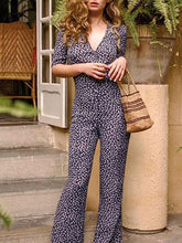 Load image into Gallery viewer, Floral V Neck Short Sleeve Summer Jumpsuit