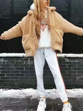 Load image into Gallery viewer, Loose Padded Warm Lamb Lamb Leisure Lapel Double Pocket Coat