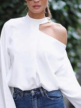 Load image into Gallery viewer, Halter Cutout Two Way Plain Kimono Sleeve Long Sleeve T-Shirts