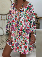 Load image into Gallery viewer, Women's Summer Boho Vintage Floral Print Deep V Neck Beach Mini Dresses