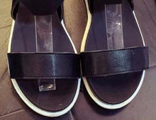Load image into Gallery viewer, Pure Color Peep Toe Color Match Slip On Elastice Flat Sandals
