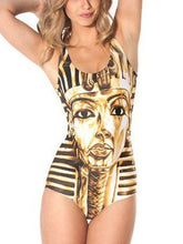 Load image into Gallery viewer, Printed Gold Egyptian Pharaoh Photo Sexy One-piece Swimsuit