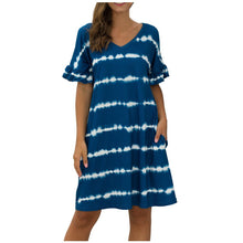 Load image into Gallery viewer, Summer Women Short Sleeve Loose Wavy Stripes Mini Dress
