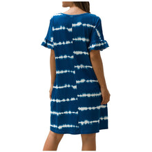 Load image into Gallery viewer, Summer Women Short Sleeve Loose Wavy Stripes Mini Dress
