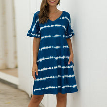 Load image into Gallery viewer, Summer Women Short Sleeve Loose Wavy Stripes Mini Dress