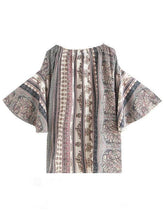 Load image into Gallery viewer, Printed Off-the-shoulder Flared Sleeves Bohemia T-Shirt Tops