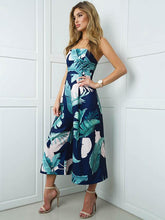 Load image into Gallery viewer, Leaves Printed Off-the-shoulder Backless Long Jumpsuits