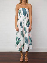 Load image into Gallery viewer, Leaves Printed Backless Off-the-shoulder Long Jumpsuits