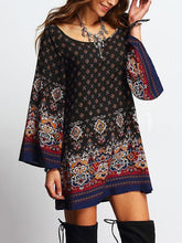 Load image into Gallery viewer, Vintage Printed Flared Sleeve Round-neck Dress