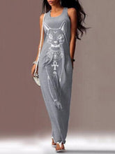 Load image into Gallery viewer, Cat Printed Straps Sleeveless Maxi Dress