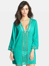 Load image into Gallery viewer, Pretty V-Neck Lace 3/4 Sleeve Blouse Cover-ups Tops