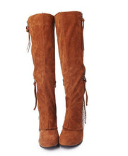Load image into Gallery viewer, Zipper Tassels High Heels Boots Shoe
