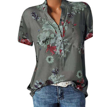 Load image into Gallery viewer, Fashion Women Blouses Printing Pocket Plus SizeShort Sleeve Tops