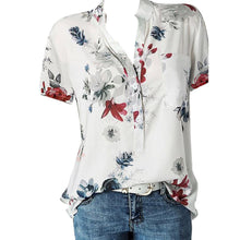 Load image into Gallery viewer, Fashion Women Blouses Printing Pocket Plus SizeShort Sleeve Tops