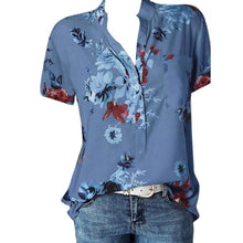 Load image into Gallery viewer, Fashion Women Blouses Printing Pocket Plus SizeShort Sleeve Tops