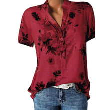 Load image into Gallery viewer, Fashion Women Blouses Printing Pocket Plus SizeShort Sleeve Tops