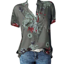 Load image into Gallery viewer, Fashion Women Blouses Printing Pocket Plus SizeShort Sleeve Tops